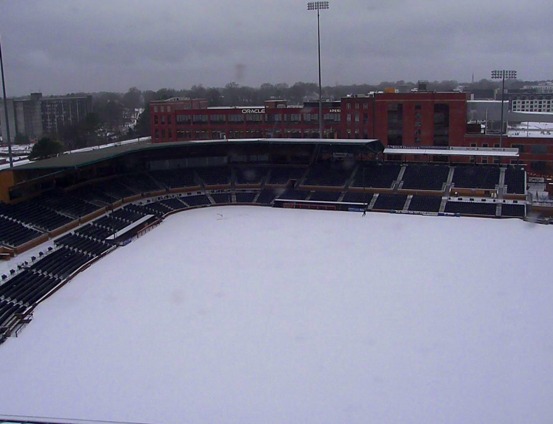 PHOTO Durham North Carolina Baseball Field Covered With A Foot Of Snow