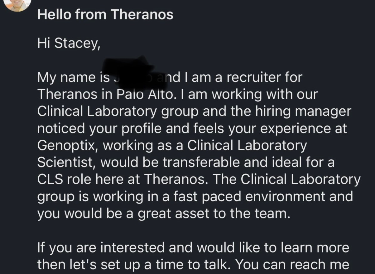 PHOTO Employees At Theranos Were Reaching Out To Anybody Trying To Get Them To Work At The Company In Palo Alto