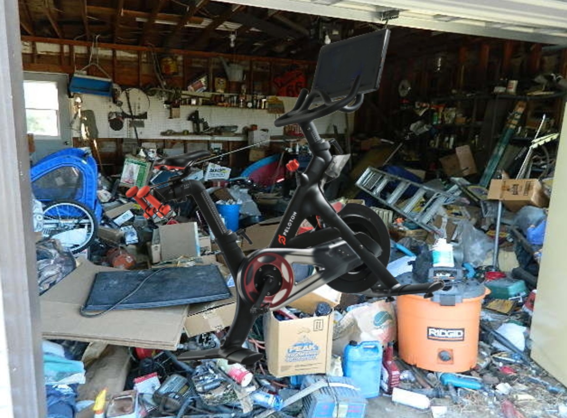 PHOTO How Everyone's Garage Looks With Their Peloton In It That They No Longer Use