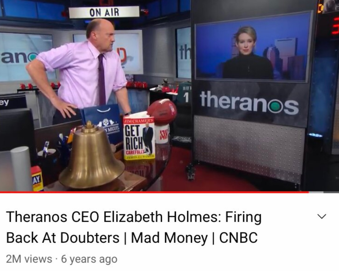 PHOTO Jim Cramer Had Elizabeth Holmes On His Show And Thought She Was A Genius Now He's Saying He Can't Believe How Many People Fell For Her Lies