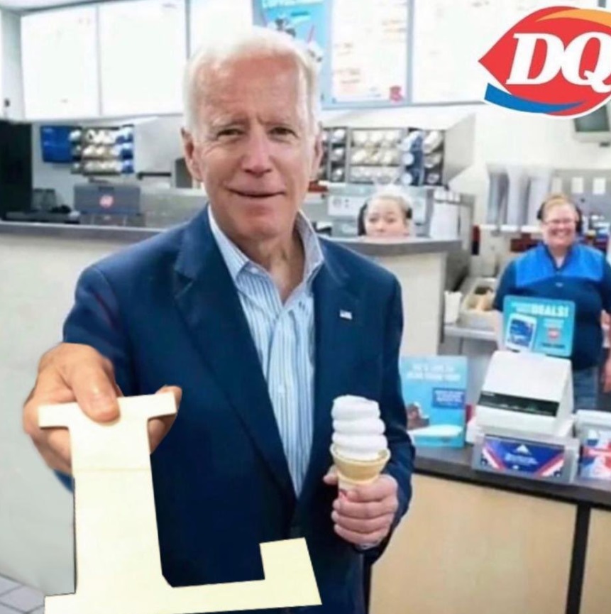 PHOTO Joe Biden Holding A Big L At Dairy Queen