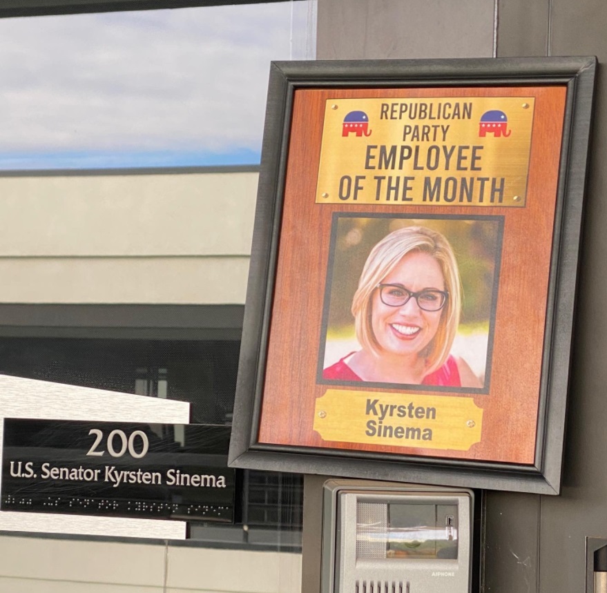 PHOTO Kyrsten Sinema Got A Republican Party Employee Of The Month Plaque Delivered To Her Office