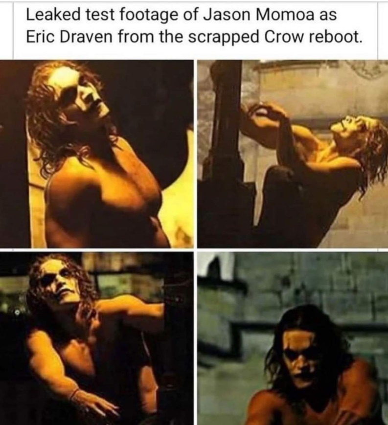 PHOTO Leaked Test Footage Of Jason Momoa As Eric Draven From The Scrapped Crow Reboot