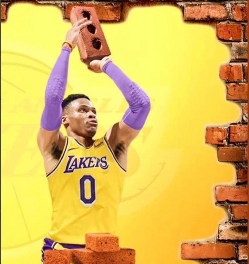PHOTO Look At All The Progress Russell Westbrook Has Made Building A Wall By Throwing Up Bricks During Games