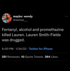 PHOTO Social Media Thinks Laurne Smith-Fields Was Drugged And That's Why She Died