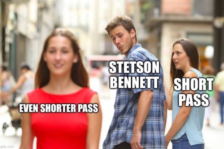 PHOTO Stetson Bennett's Girl Looking At Him Checking Out The Even Shorter Pass Option Meme