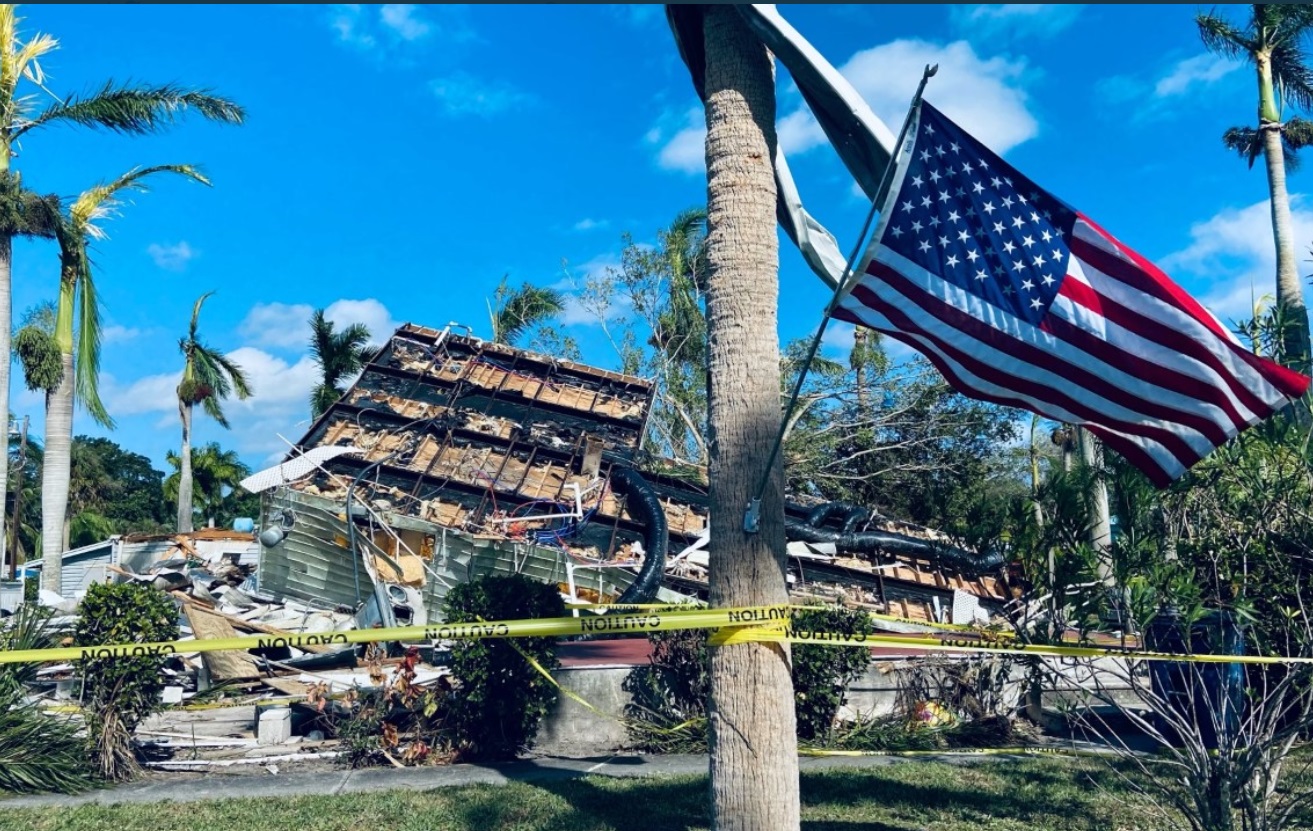 PHOTO Yellow Tape Put Up On Windcrest Drive in South Fort Myers As It's Dangerous While Clean Up Begins