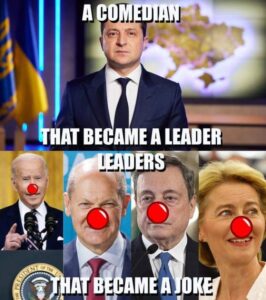 PHOTO A Comedian That Became A Leader Ukraine President Vs Leaders That Became A Joke Joe Biden Meme