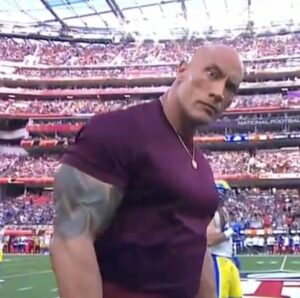 PHOTO Dwayne Johnson Staring Down The Ref Before Start Of Super Bowl