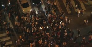 PHOTO Hundreds Of Rams Fans Blocking The Roads In Downtown LA