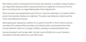 PHOTO Las Vegas Police Ripping Alvin Kamara Off Field To Take Him To Jail While He Was Playing In The Pro Bowl