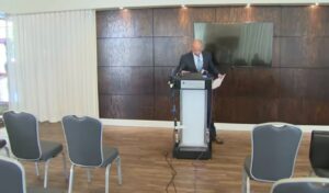 PHOTO Michael Avenatti Giving A Press Conference To An Empty Room With No People In It