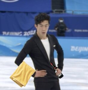 PHOTO Nathan Chen Out On The Skating Rink With A Bottle Of Wine And A Towel Meme