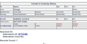 PHOTO Of Alvin Kamara's Inmate In-Custody Status Showing He Still Behind Bars With A $5K Bail Amount Needed