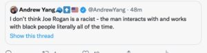 PHOTO Of Andrew Yang's Deleted Tweet On Joe Rogan