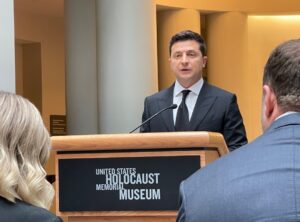 PHOTO Of Volodymyr Zelenskyy Speaking At The United States Holocaust Memorial Museum
