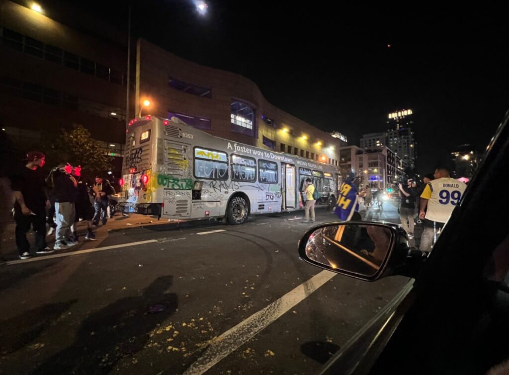 PHOTO Rams Fans Laughing Thinking It's Hilarious To Destroy City Bus In ...
