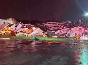 PHOTO George Elementary Gymnasium In Sprindale Arkansas Is Just A File Of Debris After Tornado Hit It Directly