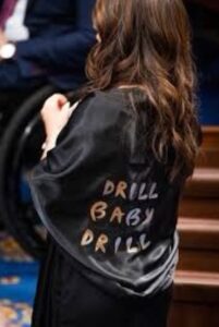 PHOTO Lauren Boebert Wearing A Jacket That Says Drill Baby Drill On The Back