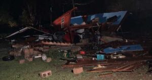 PHOTO Mobile Home Flipped Upside Down From Tornado In Bibb County Alabama