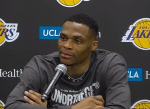 PHOTO Russell Westbrook Wearing Necklace To Support His 4 Family Members Because Lakers Fans Keep Beating Up On Him