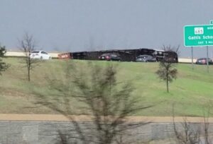 PHOTO Semi-Truck Overturned On I-30 At 79 In Hutto Texas From Tornado