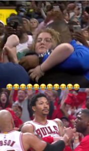 PHOTO Chain Lady Being Carried Off The Floor In Memphis Like Derrick Rose Was Carired Off The Floor As A Chicago Bull Meme