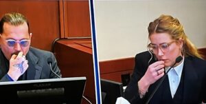 PHOTO Amber Heard Put On Her Glasses She Doesn't Need And Copied Johnny Depp's Mannerisms During Trial