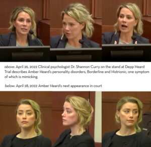 PHOTO Dr Curry Told The Court One Symptom Of Amber Heard's Disorder Is Mimicking And Amber Seriously Showed Up To Court The Next Day Dressed Exactly Like Dr Curry
