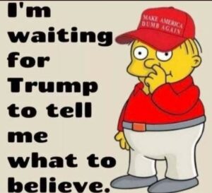 PHOTO I'm Waiting For Trump To Tell Me What To Believe Make America Dumb Again Meme