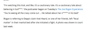 PHOTO Joe Rogan Calling Amber Heard A Crazy Lady And Says It's A Cautionary Tale For Everyone Seing All The Crazy Come Out During Trial
