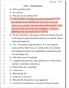 PHOTO Johnny Depp Said He Didn't Know Why Amber Wanted To Touch Him And Be In Bed With Him After She Said She Was In Fear For Her Life And That He Was A Monster