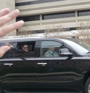 PHOTO Johnny Depp Waving To His Fans With The Window Rolled Down As He Leaves Court In Blacked Out SUV