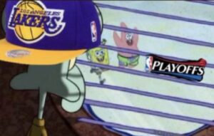 PHOTO Lakers Fans Looking Down Man Hole Seeing All The Teams That Made The Playoffs