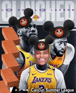 PHOTO Lebron Anthony Davis Russell Westbrook Wearing Mickey Mouse Hats Clinched Cancun Summer Leage Meme