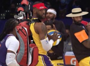 PHOTO Lebron Backing Down Defenders With A Giant Camping Backpack On And Volleyball In Cancun