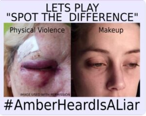 PHOTO Lets Play Spot The Difference Actual Physical Violence Vs Makeup Amber Heard Is A Liar Meme