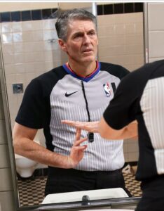 PHOTO NBA Referee Giving Himself A Technical In Bathroom Mirror Before NBA Playoff Game