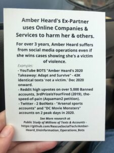 PHOTO Someone Is Handing Out Flyers Outside Courthouse That Says Johnny Depp Is Using Online Companies To Harm Amber Heard