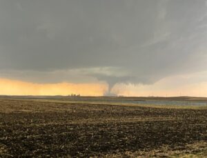 PHOTO Sun Setting In Gilmore City Iowa As Tornado Spins On The Ground