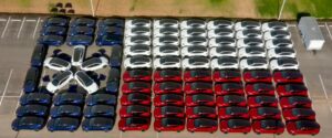 PHOTO Texas Flag Made Completely Out Of Tesla Cars In Red White And Blue