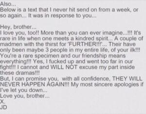 PHOTO Text Message Johnny Depp Sent To Amber Heard's Father Calling Him A Kindred Spirit And Rare Specimen