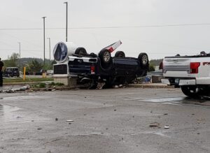 PHOTO 10K Pound Truck Flipped Over By Tornado In Gaylord Michigan Like It Was A Very Weak Paper Weight