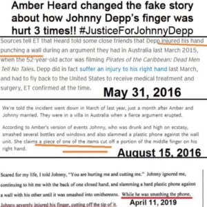 PHOTO Amber Heard Changed The Story Of How Johnny Depp's Finger Tip Got Cut Off Three Different Times