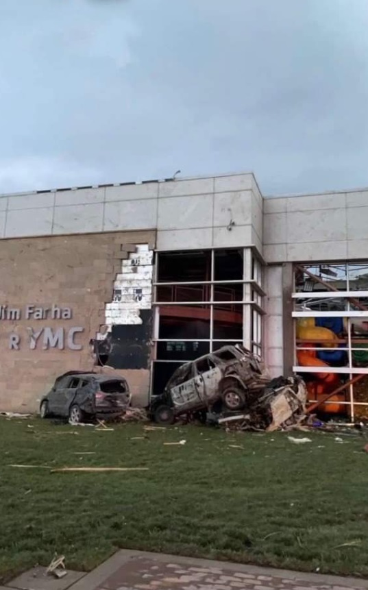 PHOTO Andover Kansas YMCA Damaged Beyond Repair Cars Blew Up Against ...