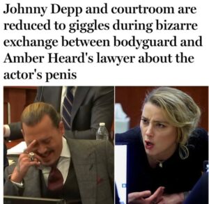 PHOTO Johnny Depp Giggling Non-Stop After Bodyguard And Amber Heard's Lawyer Discuss Actors D*ck