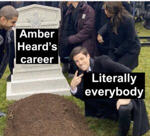 PHOTO Literally Everyone Posing For A Pictutre In Front Of Amber Heard's Career Gravestone Meme