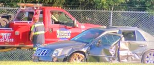 PHOTO Of Hamrick's Towing And Recovery Loading Up Vicky White's Smashed Cadillac In Evansville Indiana