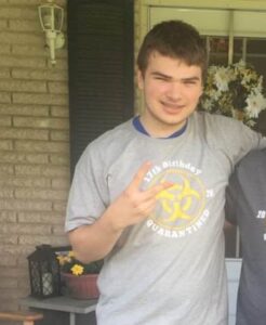 PHOTO Payton Gendron Giving The Peace Sign While Wearing Shirt That Says 17th Birthday Quarantined At His Birthday Party