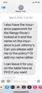PHOTO Text Messages Showing Amber Heard Was Asking To Have Her Name Put On Johnny Depp's Insurance Policy For $70K Black HE OWNED
